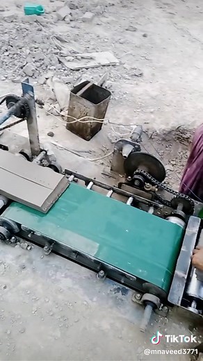 Manual Block Cutter Operation on Construction Site