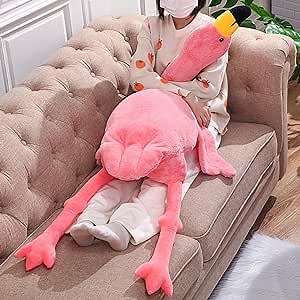 Hollowfly Large Flamingo Pillow Plush - Giant Cuddly Toy for Summer Lounging, Nap & Travel, Ideal Gift for Boys and Girls Birthday(63 Inch)