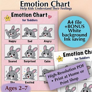 Bunny Emotion Chart for Kids – Toddler Learning Poster (A4 PDF   Ink-saver Bonus) - Etsy Canada