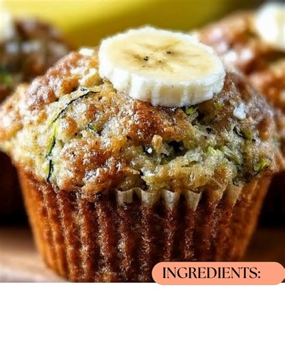 Banana Zucchini Muffins Moist, tender, and packed with banana goodness—these sneaky-good muffins feel wholesome but still hit that sweet, bakery-style comfort. 📝 Ingredients 1 cup mashed ripe bananas (about 2 medium bananas) 1 cup grated zucchini, excess moisture squeezed out 1/4 cup melted coconut oil or vegetable oil 2 large eggs 1/4 cup honey or maple syrup 1 tsp vanilla extract 1 1/2 cups whole wheat flour or all-purpose flour 1 tsp baking soda 1/2 tsp baking powder 1/2 tsp ground cinnamon 