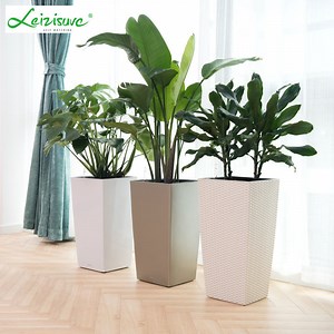 [Hot Item] Leizisure 16 Inch Tall Plant Pots with Water Absorbing Luxury Square Plastic Pots Planters for Indoor and Outdoor (GQ3)