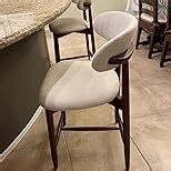 COLAMY Upholstered Counter Height Bar Stools Set of 4, Kitchen Island Barstools with Back, Modern Dining Room Bar Chairs with Wood Legs, Beige
