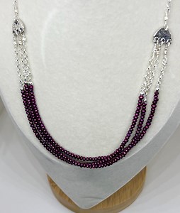 Handmade Triple Strand Deep Red Pearl Necklace, Beaded, Gemstone, Natural - Etsy