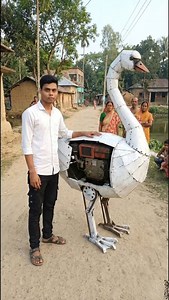 Amazing homemade mechanical engineering skill village boy made swan using metal and old engine #reels #fbreels #reel #viral #trending | Dripta YT