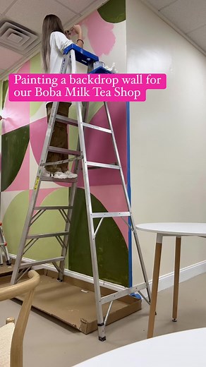21K views · 129 reactions | DIY wall backdrop idea #backdropdesign #backdrop #bobatea #coffeeshop #poppingboba #entrepreneurlife | Cecilia Arevalo Bridges | Facebook