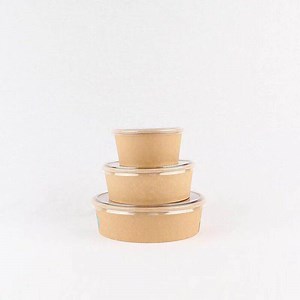 [Hot Item] Customized Printing Water-Proof Brown Kraft Paper Salad Bowl Rice Paper Bowl with Lids