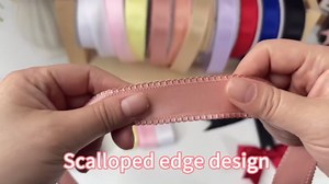 Double Faced Lt Pink Edge Ribbon,1" x 20 Yards Scalloped Fabric Ribbons Perfect for Gift Wrapping, Flower Bouquets, Crafts,Decoration Sewing Wedding and Invitation Card