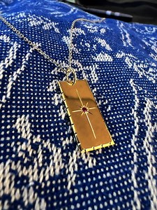 14k Yellow Gold Pendant Set With a Pink Sapphire and Hand Engraved. - Etsy