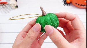 Jenaai 72 Pieces Halloween Foam Pumpkin Mini Artificial Pumpkins Ornaments Hanging Halloween Glitter Lanterns Glitter Pumpkin Decorations for Xmas Tree Supplies Party, 4 Colors