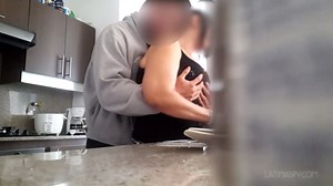 Big breasted milf maid lets guy grab her huge natural boobs