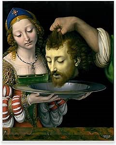 Leonardo Da Vinci Wall Art - Salome & Saint John Baptist Print - Famous Oil Paintings Reproduction Renaissance Art Poster Giclee Canvas Printing Picture for Home Wall Decor Unframed(Salome & Saint
