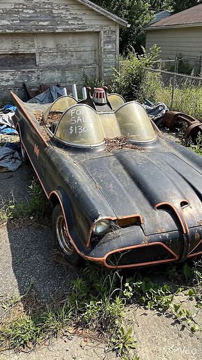 $1300 FOR A FORGOTTEN BATMOBILE?! 🦇😳 WOULD YOU SAVE IT? #carsoftiktok #abandoned #abandonedcars