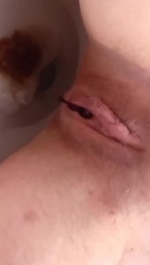 Close up on period and going poop on the potty toilet