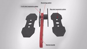 Brake Caliper Compression Tool, Car Ratcheting Brake Spreader Caliper Pistion Press Tool 360° adjustable for Single Twin Quad Piston Disc Brake, with Double Caliper Hangers, Red