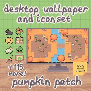 Pumpkin Patch Desktop Organizer - Cute Pixel Art Icon & Wallpaper Pack for Windows and Mac (digital Download) - Etsy Canada