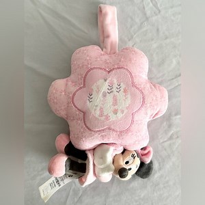 Disney Minnie Mouse Musical Pull Nursery Plush Lovey Pink Baby Toy