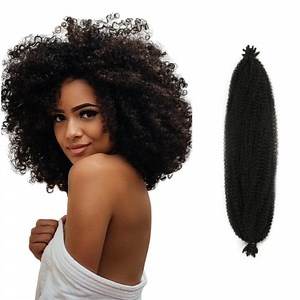[Hot Item] Spring Afro Kinky Twist Pre-Fluffed Crochet Braiding Hair Spring Afro Marley Braids Synthetic Curly Bulk Hair Extensions