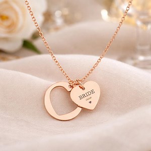 Rose Gold Bride Crew Necklace | Heart Pendant, Bachelorette Gift - Etsy Canada