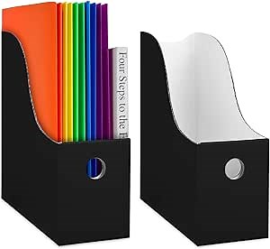 Dunwell Black Magazine Box (12 Pack), Sturdy Cardboard File Folder Holder for Desk, Shelves, Office or Classroom, Ships Flat, Assembles in Seconds, Includes Labels