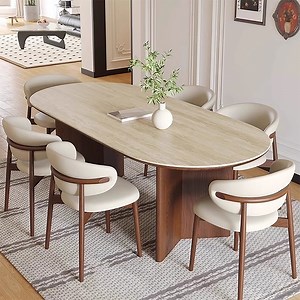 [Hot Item] Modern Scandinavian Extendable Solid Wood Dining Table with Marble Top