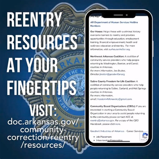 2K views | During #ReentryWeek, we got asked about resources for offenders reentering the community. You can find resources for mental health treatment, housing, employment and more on our website at doc.arkansas.gov/community-correction/reentry/resources/. | Arkansas Department of Corrections | Facebook