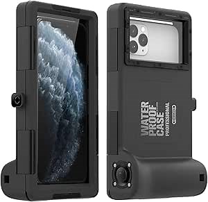 Universal Phone Waterproof Case for Most of Samsung Galaxy and iPhone Series, [50ft/15m] Underwater Photography Waterproof Housing, Diving Case for iPhone and Galaxy Series Etc. Black