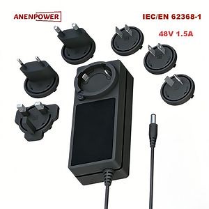 [Hot Item] 48V 1.5A Interchangeable Plug AC DC Power Adapter UL CE Ukca Rcm