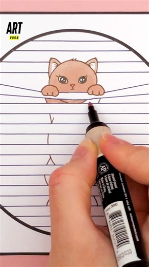 Je dessine un chat trop mignon 😻 #tuto #inspiration #créations #dessin #creatif #apprendreadessiner #art #Creatif #idee #idees #dessiner #mignon #mignonnerie #commentdessiner #ideedessin #dessinchat #chat #chaton #creative | Art Room