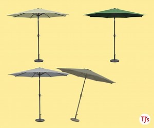 You can sit in the shade and still enjoy the sunshine! These crank and tilt parasols are ideal for garden parties & BBQs or just relaxing in your garden! #parasol #umbrella #summer #parasols #garden#patio #gardenumbrella #sunbrella #gardenfurniture #sunumbrella #outdoorfurniture | TJ Hughes