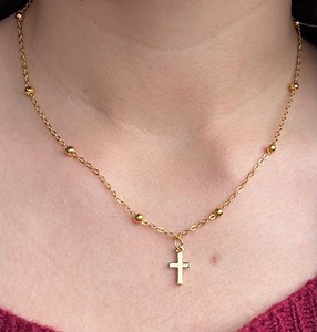 Beaded Cross Necklace | Simple Elegant Necklace Gifts for Her - Etsy