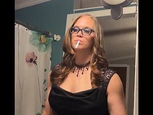 Smoking Layla, Smoking while doing makeup in bathroom mirror