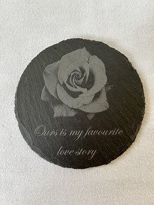 Photo Engraved Rose Slate Coaster - Etsy Australia