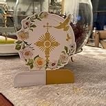 12pcs First Communion Decorations Honeycomb Centerpieces, First Holy Communion Party Decorations Table Centerpiece, First Communion Table Decorations