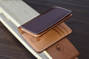 Burgundy Shell Cordovan and Natural Buttero Leather Middle Wallet. Men Gift Wallet. - Etsy