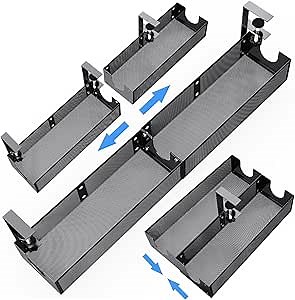 Under Desk Cable Management - Metal Wire Management Clamp Mount Under Table Cord Tray (Black)