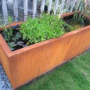 [Hot Item] Large Corten Steel Rectangle Cube Planter Garden Plants Pot Outdoor Trough Tub