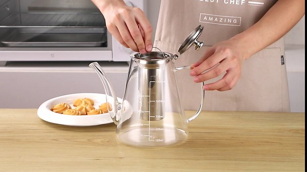 Glass Teapot - 54oz/1600ml Tea Pots with Scale Line, Glass Teapot with Infuser for Loose Tea, glass tea kettle for stove top, Blooming and Loose Leaf Tea Maker