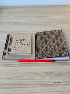 Natural Wood Notebook With Wire-o Binding – A5 and A6 Sizes – Plain Design, Engraved Floral, and Kids' Happy Dinos - Etsy UK