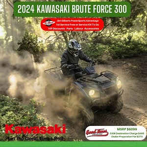 🌲 Get Ready for Adventure with the 2024 Kawasaki Brute Force 300 - Your Ultimate Outdoor Companion! 🌲 Navigate your property effortlessly with this mid-size ATV, designed to handle chores and equipment with ease. Experience nimble handling, low-effort steering, and a range of impressive features. From its powerful 271cc liquid-cooled, 4-stroke engine to the 227-kg (500-lb) towing capacity, the Brute Force 300 has everything you need for outdoor convenience. Equipped with large protective floor