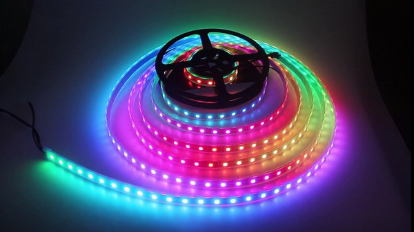 ALITOVE WS2812B Individually Addressable LED Strip Light 5050 RGB 16.4ft 300 LED Pixel Flexible Lamp Tube Waterproof IP67 Black PCB DC 5V