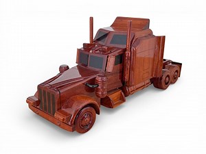 Handcrafted Mahogany Wood Semi Truck Model - Classic Big Rig Sculpture - Etsy