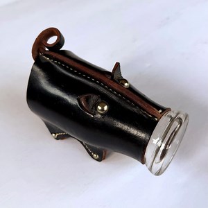 Vintage Leather Glass Pig Bank - Etsy