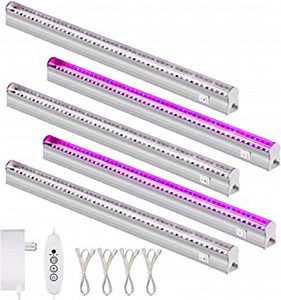 LED Plant Grow Light Strips - Anpro Grow Lights for Indoor Plants with Separate Switch, 5 x 10W, Auto On & Off Timer, 4 Dimmable Levels, T5 Plant Lights(16.5 Inches), Plug and Play, 5-Pack
