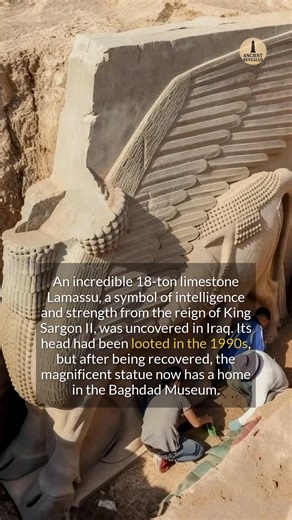 A monumental Assyrian guardian statue has been fully recovered and restored in Iraq. | Ancient Revealed