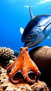 Inky Escape: Octopus Outsmarts High-Speed Ocean Predators #Octopus #SharkVsOctopus #Marlin #MarineDefense #NatureStrategy #UnderwaterLife #SurvivalTactics #OceanIntelligence #InkCloud #WildSea | Abyss Predator Zone