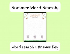 Word Search, Printable Download, Summer Fun, for Kids, Adults, Babysitting, Teaching, Family Activity - Etsy Australia