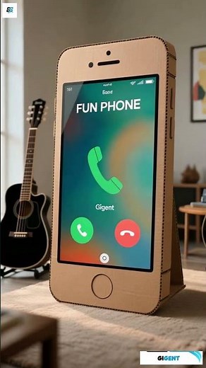 FunPhone Gigent Guitar with Cardboard phone incoming call #fakecall #smartphone#carboard #ringtone