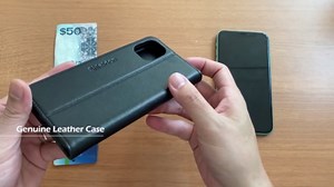 SHIELDON Case for iPhone 12 Mini 5G Genuine Leather Wallet Flip Magnetic Cover RFID Blocking Credit Card Holder Kickstand TPU Shockproof Case Compatible with iPhone 12 Mini 5G (5.4 Inch, 2020) - Black