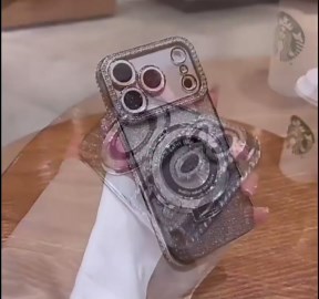 Magnetic Stand Glitter Case for iPhone 17 Pro Max, [Comatible with Magsafe], Luxury Cute Sparkly Bling Diamond Camera Lens Protector 2in1 Women Girls Soft Phone Cover Case for iPhone 17 Pro Max,Gold