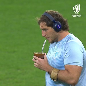 The perfect pre-match warm up! 🧉🇺🇾 #RWC2023 | #NZLvURU | Rugby World Cup